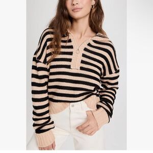 NWT For Love and Lemons‎ Elyse sweater in black and beige size small women's